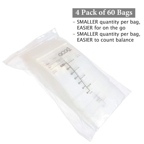 240 (4 Pack 60 Pack 7 OZ, Gamma CT of Bags) Best Value Breastmilk Storage Bags - EACH PRE-STERILIZED By Ray, BPA Free