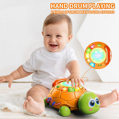 6 12 12-18 3-6 7 8 9 10 1 2 Letapapa Baby Toys to Months, Musical Turtle Baby Toys for Months, Crawling Toy with Light