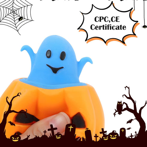 12PCS 6 BILLMOSS Halloween Pumpkin Squishy Toys - Colors Stress Relief Ghost Toy for Trick or Treat Party Suppliers