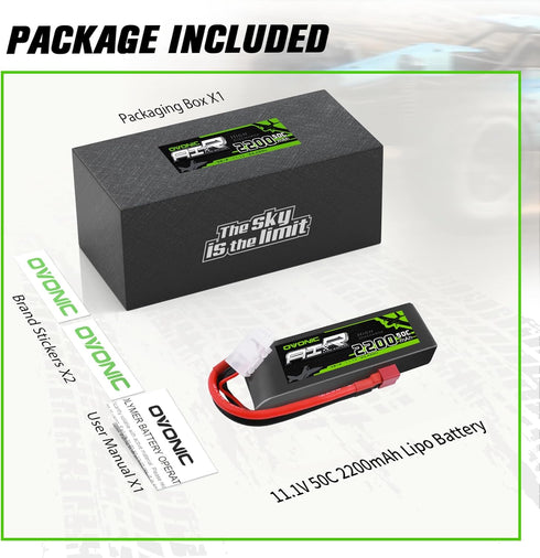 OVONIC 3S 50C 2200mAh 11.1V Lipo Battery Lipo Battery with Dean-Style T Connector for RC Airplane Helicopter Quadcopter