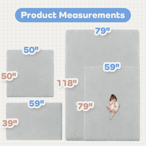 1.5" 50x50 Thick Baby Play Mat for Floor, Playpen Mat, Pro Soft Flannel Foam Mats Toddler Infant Kids Crawling