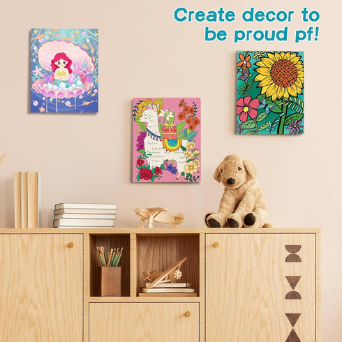 Pack Paint by Numbers Kit for Kids | 10*8" Color by Numbers for Kids Framed Canvas with 17 Acrylic Paint Pots and