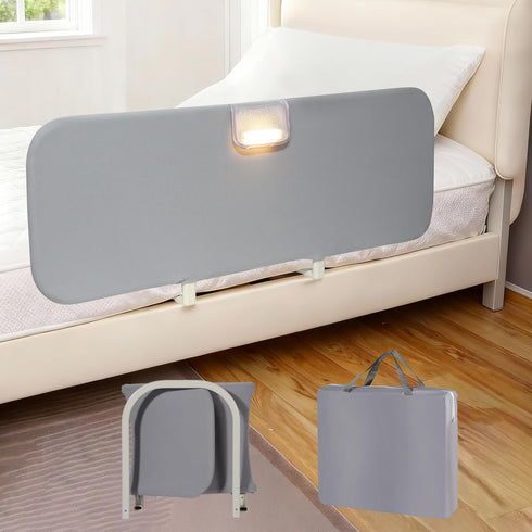 PlentiVive Travel Bed Rails for Toddlers with Motion Sensor Light, Foldable Toddler Bed