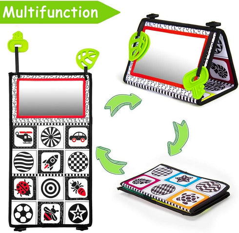 teytoy Tummy Time Baby Mirror Toys, Double Black and White High Contrast Toys for Infants 0-6 Months
