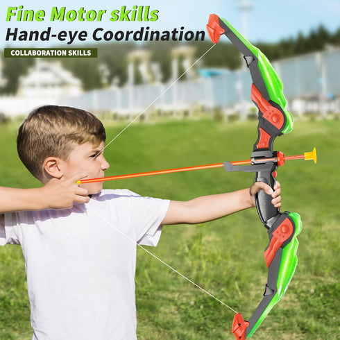 TEMI Kids Bow and Arrow Set, LED Light Up Archery Toy Set with 10 Suction Cup Arrows, Indoor Outdoor Toys