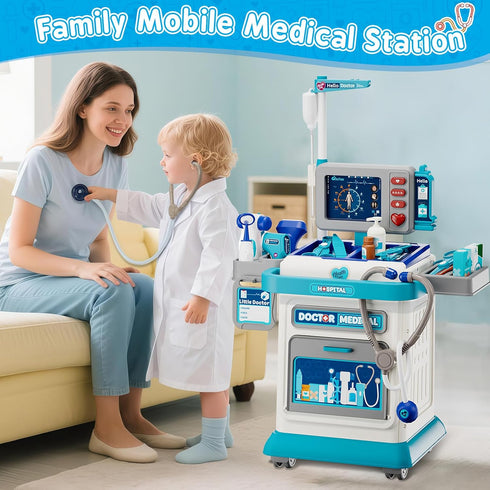 3-5, Set 3 4 5, Doctor Kit for Toddlers Pretend Doctors Play with Cart, Costume and Stethoscope for Kids Aged Role Play