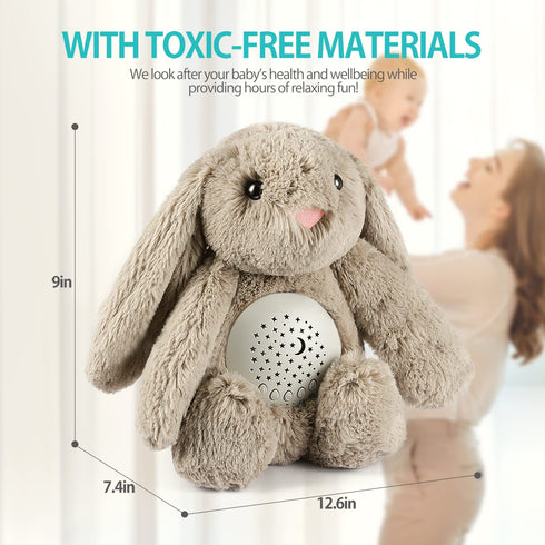 BEREST Baby Sleep Soother Bedtime Bunny with Starry Projector Night Light, Plush Stuffed Animal for Newborn Infants