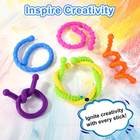 6PCS Supplies3 Tendry Fidget Sensory Sticks Toys for Kids Adults, Silicone Textured Sensory Anxiety Relief Fidgets