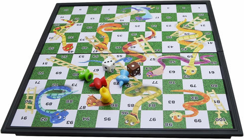 Snakes & Ladders Game, 10x10 Board with 100 Squares, Extendable Family Desk Game