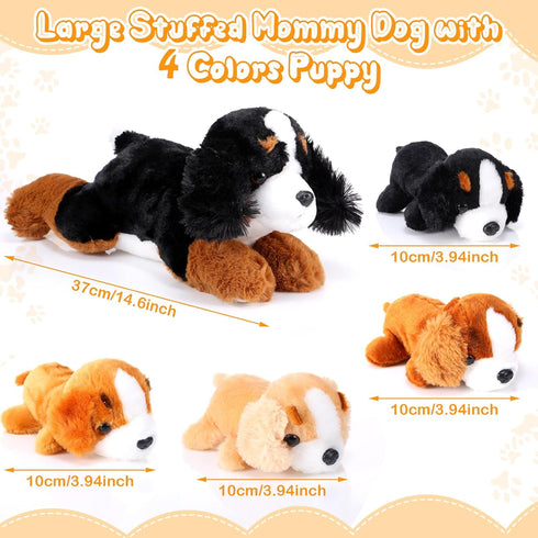 5 1 Mommy 4 Skylety Pcs Dog Stuffed Animal Puppy Stuffed with Babies Inside Big with Mini Baby Cute Soft Toy