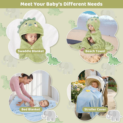 6 Set 0-5 2 55" 27.5" 4 PCS Toddler Bath Towel for Boy Girl Year, PCS Thick Absorbent Hooded Baby Bath Towels Large x