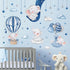 decalmile Blue Grey Sleeping Elephant Wall Decals Hot Air Balloon Moon Clouds