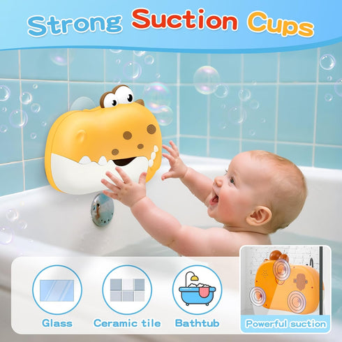 1-3 4-8, Baby Bath Toys for Kids Ages Rechargeable Dinosaur Bath Bubble Machine with Music for Toddlers, Baby Bathtub