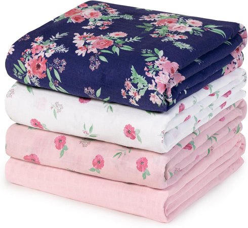 david's kids 4 Pack Baby Muslin Swaddle Blankets,100% Cotton and Ultra Soft