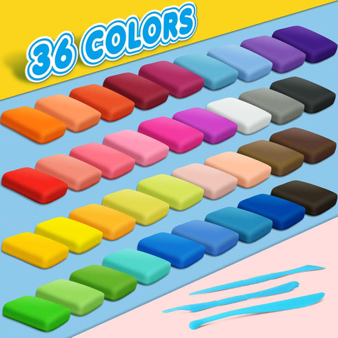 36 Air Dry Clay Colors, Modeling Clay for Kids, DIY Molding Magic Clay, Gift for Kids Boys Girls