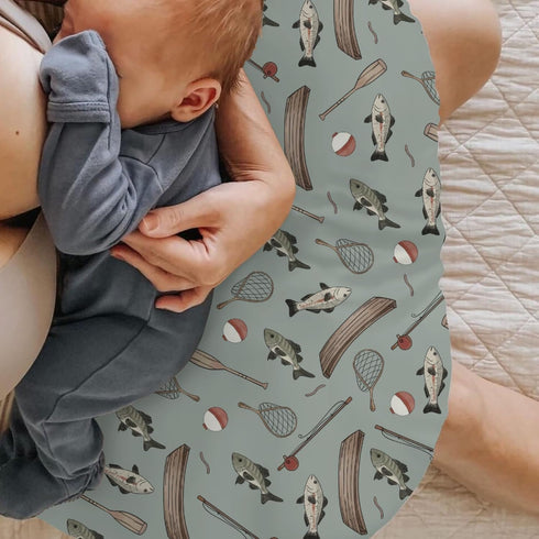 Selgkds Summer Vintage Fishing Nursing Pillow Covers Gender Neutral Fishing Lovers Gift Soft Stretchy Nursing Cover