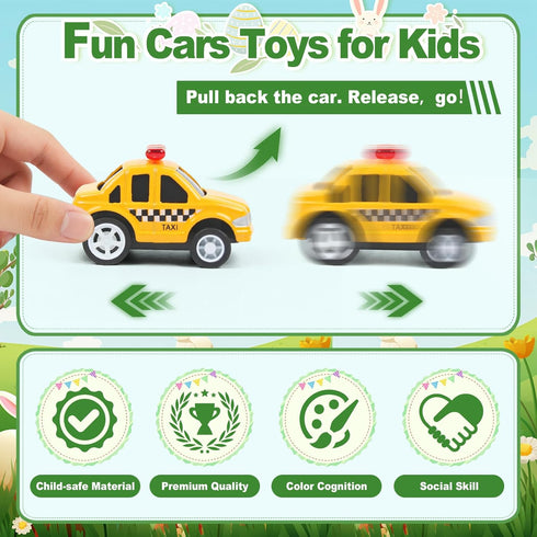 12 Pack OCHIDO Easter Eggs Filled with Die-Cast Cars, Prefilled Easter Eggs with Toys Inside for Kids Easter Basket