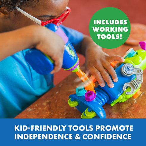 Educational Insights Design & Drill Robot Workshop - Take Apart Toy with Electric Drill, Over 70 Pieces, Toddler STEM
