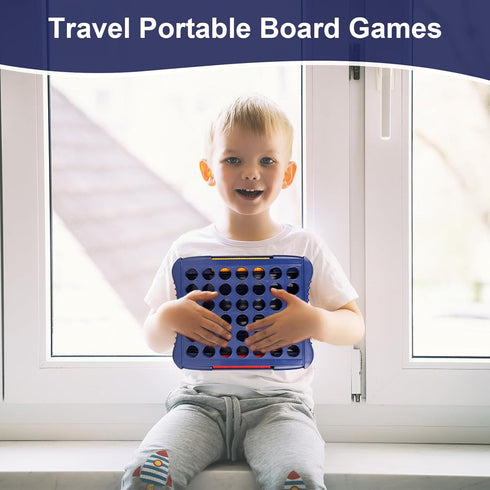 4 in a Row Connect Game - Travel Board Games for Kids Adults, 9 x 7.4 inches (Blue)