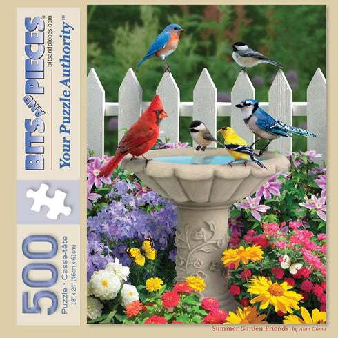 Bits and Pieces - 500 Piece Jigsaw Puzzle for Adults - Summer Garden Friends - 18" x 24" by Artist Alan Giana
