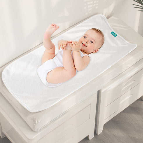 Changing Pad Liner 5 Count, Waterproof Larger Cover 28" X 15", Cotton Terry, Absorbent & Skin-Friendly