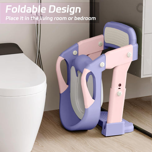 Snugzy 3-in-1 Toddler Potty Training Seat Foldable Potty Training Toilet with Step Stool Adjustable Potty Chair
