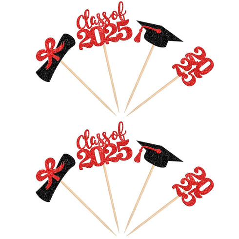 36 PCS 2023 Graduation Theme Cupcake Toppers - Glitter Class of 2023 Graduation Cap and Diploma Cake Decorations