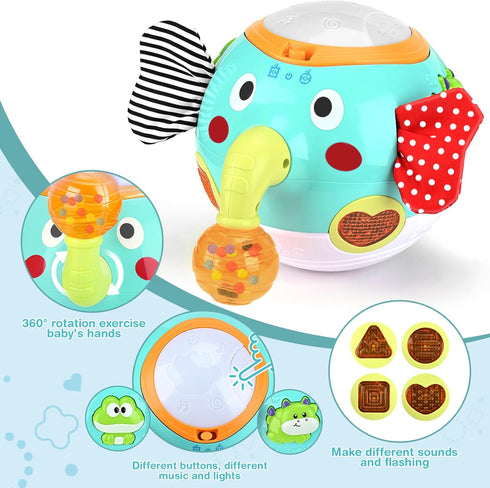 6-12 Crawling Toys - Baby Toys Months, Elephant Musical Toy with Lights & Sounds, Interactive Learning Baby Crawling
