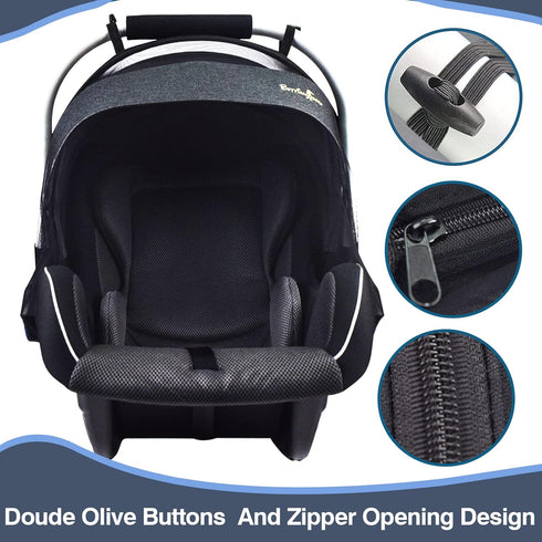 Mosquito Net for Stroller and Car Seat - Universal Fit, Durable Quality with Zipper - Black Color