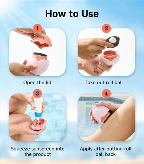 KYHDIYA Summer Sunscreen Applicator - Refillable Roll on Sponge Sunscreen, Suncream & Lotion Applicator For Kids