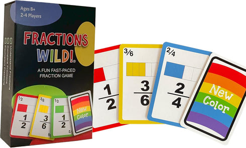Fractions Wild - Match Fraction Number or Color to Get Rid of All Your Cards! Easy Math Game for Grades 3-6