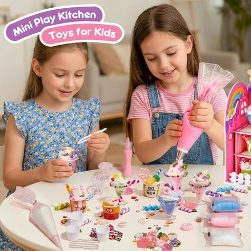 Cleboen Set, 24 8+, Mini Dessert House DIY Toy Making Miniature Food Desserts, Resin & Clay Kitchen Play Food DIY Craft