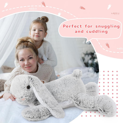 Large Bunny Stuffed Animal 24" - 4Pcs Plush Toy Gifts for Kids, Cuddly Mommy Bunny with 3 Small Bunnies