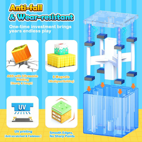 2-in-1 Gooidea Magnetic Blocks - Magnetic Building Blocks, Creative Building Craft, Sensory Clicking & Rustling, Travel