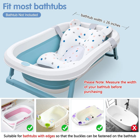 0-12 Colorlife Baby Bath Seat Support Net Infant Bathing Seat Support Mat, Adjustable Comfortable Non-Slip