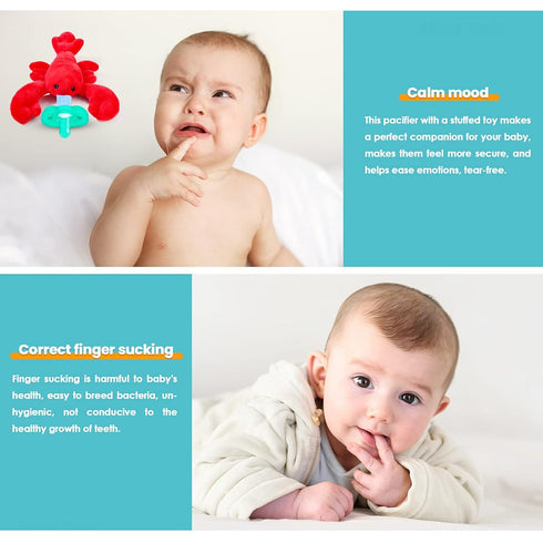 NiBaby 0+ Pacifier with Infant Plush Pacifier Holder, BPA Free Silicone Teether Soothie Snuggle Pacifier