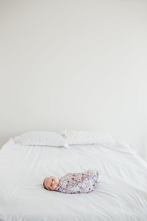 Copper Pearl Large Floral Morgan Knit Baby Swaddle Blanket