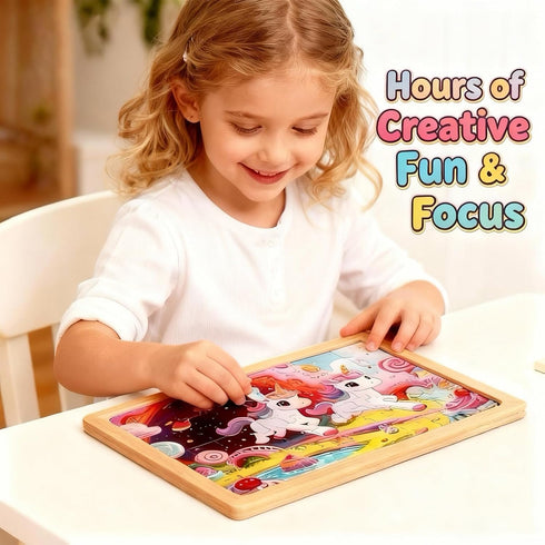 3-5, 3 4 5 6 7 8 9 24 Wooden Puzzles for Kids Ages Wood Jigsaw Puzzles, Unicorn Theme Educational Toys Birthday Gifts