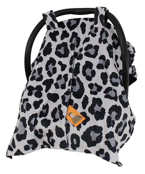 Dear Baby Gear Deluxe Car Seat Canopy, Double Layer, Gray Leopard Print, 40 x 30 Inches