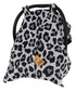 Dear Baby Gear Deluxe Car Seat Canopy, Double Layer, Gray Leopard Print, 40 x 30 Inches