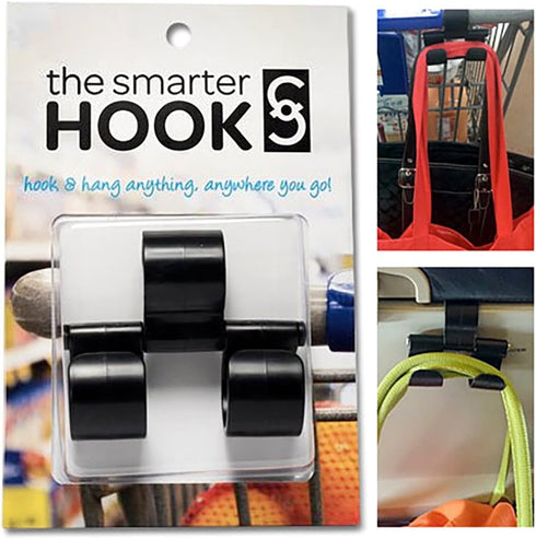 Black Multi-Use Hook for Diaper Bags, Backpacks, Grocery Bags; Use on Baby Strollers, Shopping Carts