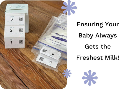 Smart Milk Bag Labels - Milk Expiration, Inventory and Storage Tracking, Caregiver Access to Breastmilk Details with QR Code - Consecutively Numbered Self-Adhesive Labels
