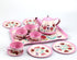 Xlong Set Set,Princess Set Pink Tea for Little Girls,Flower Design Tea Party Tea Time Toys Teapot Dishes Kitchen