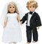 18 Inch Doll Clothes Accessories Wedding Set, Bride Wedding Dress and Groom