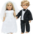 18 Inch Doll Clothes Accessories Wedding Set, Bride Wedding Dress and Groom