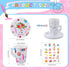 24 Set 8 oz Lenwen Color Your Own Tea Party Cups with Handle, DIY Coloring Treat Paper Cups and Plates Snack Dessert