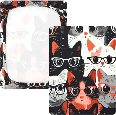 Bseiialft 52 28 Black White Cats Crib Sheets for Boys Girls Soft and Breathable Cotton Baby Sheets for Standard Crib
