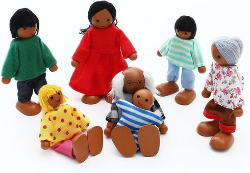 23 Set ONEST Pieces Wooden Dollhouse Family Mini People Figures Dollhouse Dolls Wooden Doll Family Pretend Play Figures