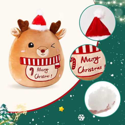 14 Inches Athoinsu Light up Musical Christmas Elk Soft Plush Pillow Xmas Reindeer Plush Pillow for Toddler Kids Boys