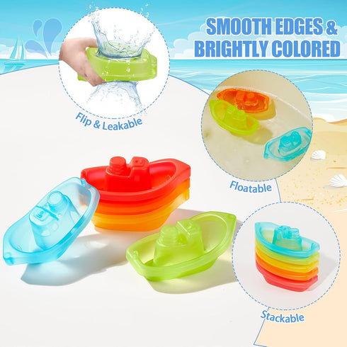 1-3 11PCS 2-4 Baby Bath Toys for Kids Ages Mold Free Bath Toys for Toddlers with Colorful Floating Boats and Spoons